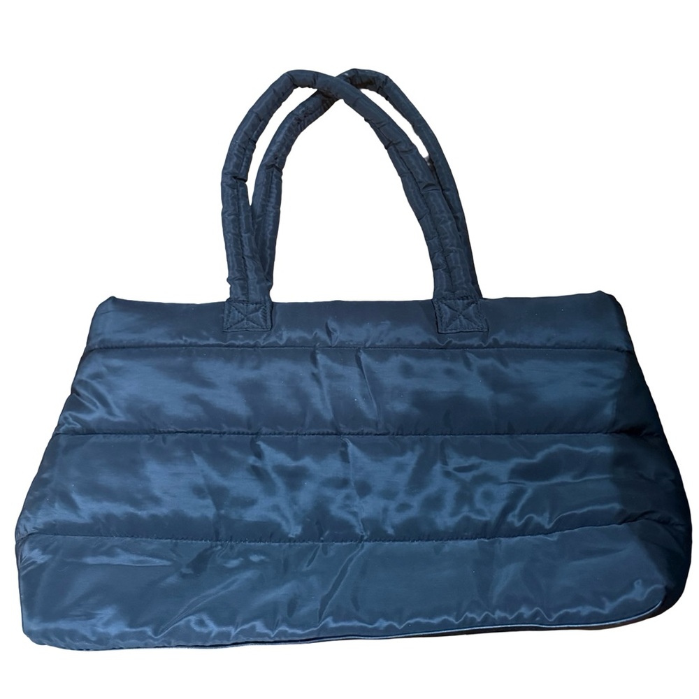 Pink Lily Black Large Puffy Overnighter Tote